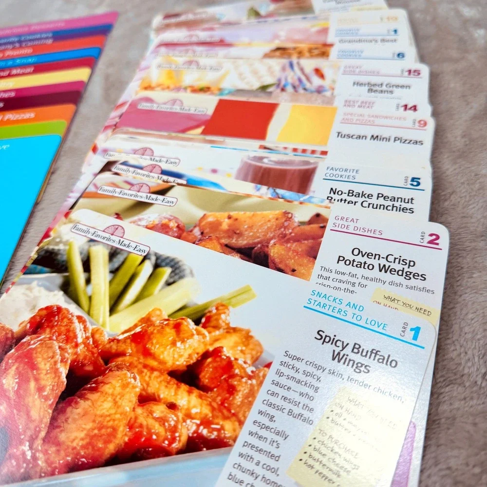 Time Life Recipe Cards Family Favorites Made Easy Set w Tabs Cooking Grannycore‎